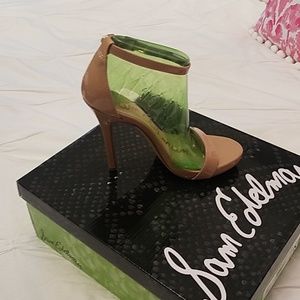 New Sam Edelman tan patent sandles.